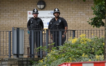 Police stand outside the Bristol Brain Centre at Southmead Hospital wher<em></em>e Princess Anne is recovering