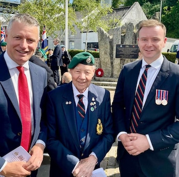 Fred Thomas (right), Labour candidate for Plymouth Moor View at a D-Day memorial