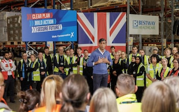 Rishi Sunak speaks on the campaign trail in Stoke on July 1