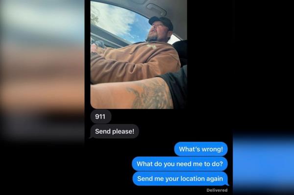 This photo shows the desperate text message exchange between Campbell and her husband, Qualin Campbell, who indicated that he had been taken hostage, in Colorado Springs, Colo., on June 2, 2023.