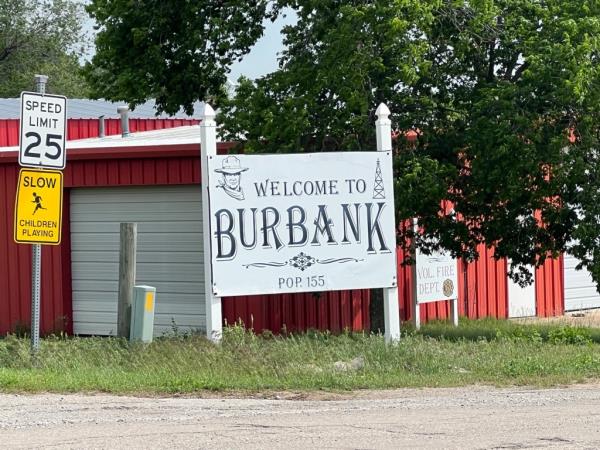 The town of Burbank, Oklahoma as a population of 