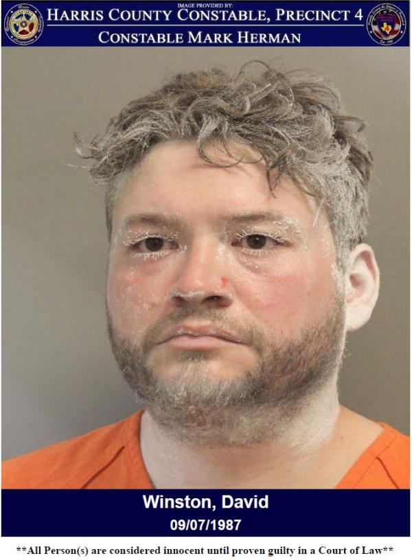 Davis Winston allegedly spray painted a person's face during a road rage incident in Houston, Texas.