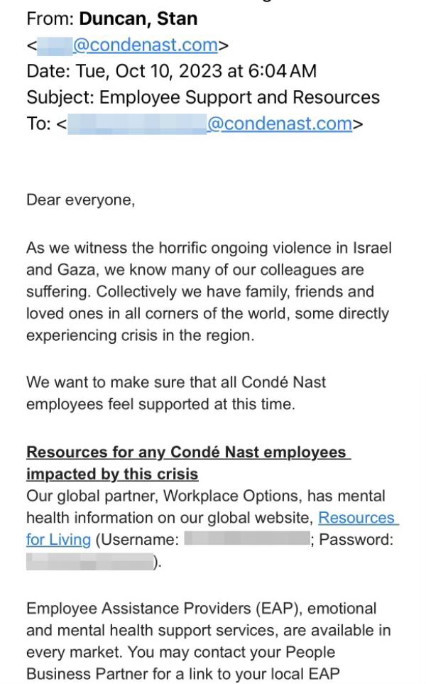 email from Co<em></em>nde Nast HR