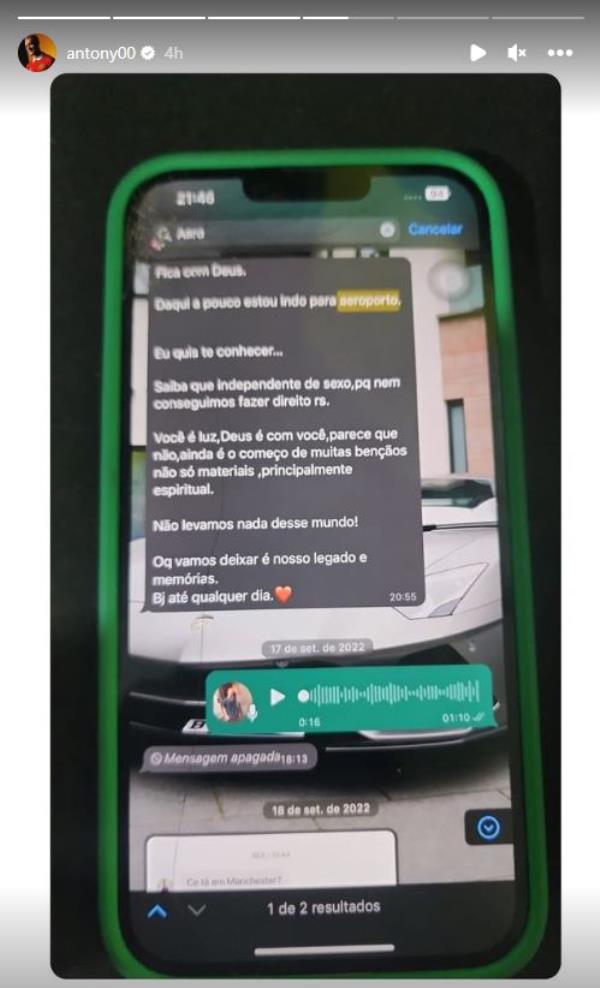 Antony revealed his WhatsApp co<em></em>nversation with Ingrid Lana