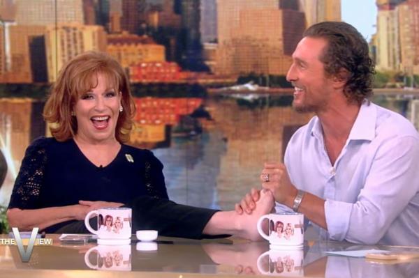 Matthew McCo<em></em>naughey gave Joy Behar a foot massage on 