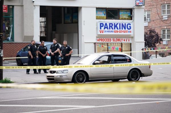 Police near the car the girl was inside.