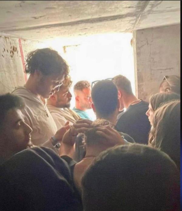 Laor Abramov in bomb shelter.