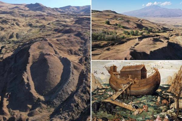 A 1961 aerial view compared to a 2019 aerial view of the formation as landslides have damaged the structure over the years.