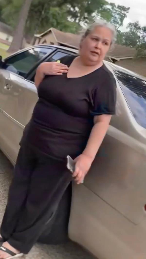 Farias' mom Janie Santana talking to neighbors.