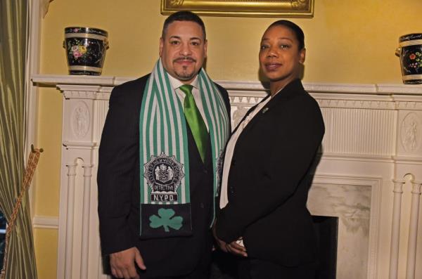 1st Deputy Commissio<em></em>ner Edward Caban is seen with the new police commissioner, Keechant Sewell. 