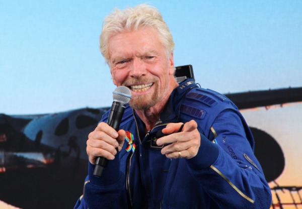 Virgin Galactic founder Richard Branson answers students' questions during a news co<em></em>nference at Spaceport America near Truth or Consequences, N.M., on July 11, 2021
