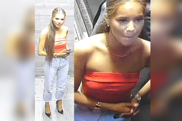 Police said the unidentified woman, shown in this photo, struck another woman with one of her high-heels near University Place and East 13th Street. 