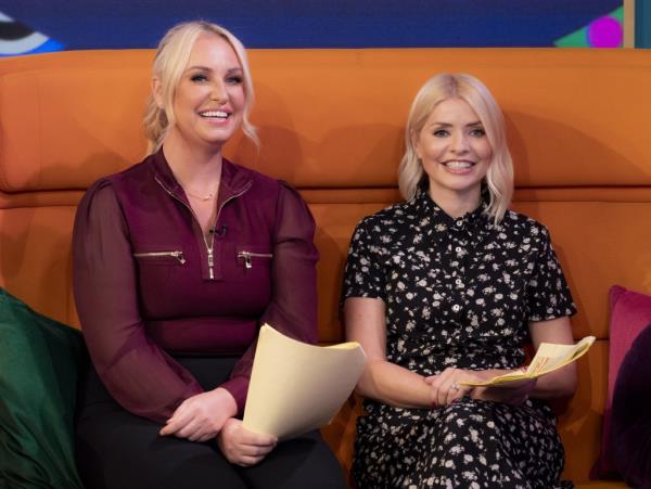 Willougby is pictured with co-host Josie Gibson on the set of 