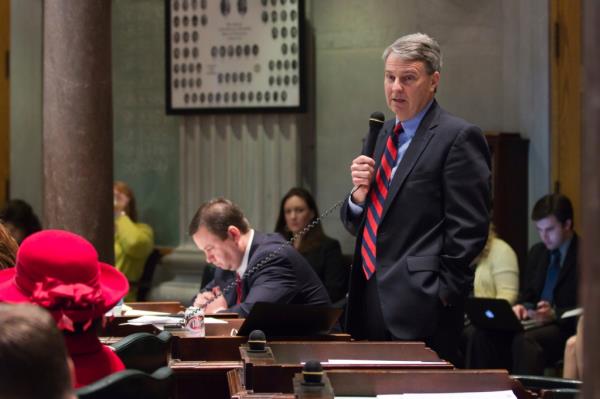 Tennessee Sen. Roy Herron, D-Dresden, speaks on the Senate floor in Nashville, Tenn., on Feb. 23, 2012.
