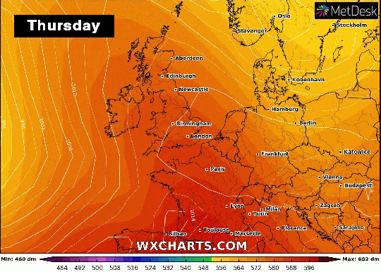 UK weather map shows change in temperature from Thursday to Friday
