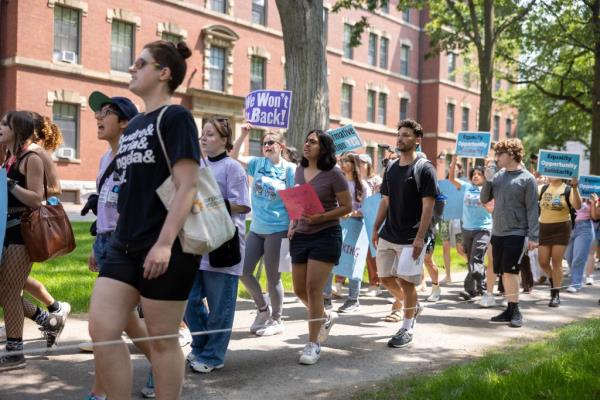A protest in support of affirmative action at Harvard University on July 1, 2023 after the Supreme Court ruling.