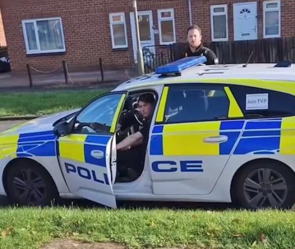Uncleared grabs of a police officer being made to pick up litter they through out of their car, credit: TikTok/immykhaliq