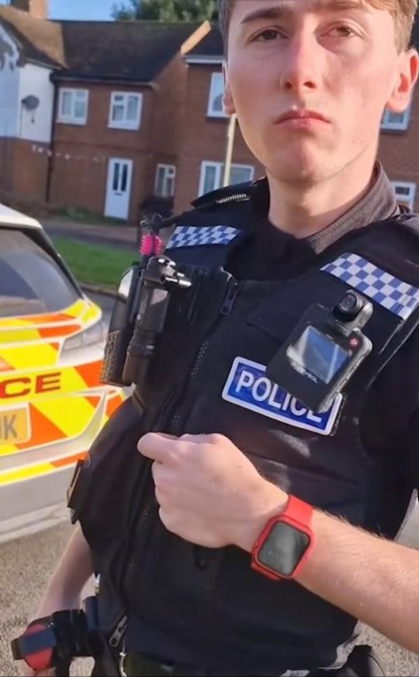 Uncleared grabs of a police officer being made to pick up litter they through out of their car, credit: TikTok/immykhaliq
