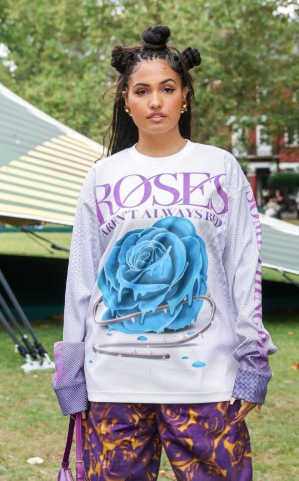 LONDON, ENGLAND - SEPTEMBER 18: Mabel attends the Burberry Spring Summer 2024 show during Lo<em></em>ndon Fashion Week on September 18, 2023 in London, England. Photo by Dave Benett