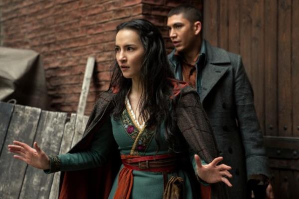 Kit Young, Amita Suman and Freddy Carter in Shadow and Bone
