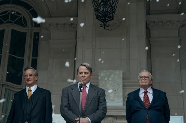 John Rothman as Mortimer Sackler, Matthew Broderick as Richard Sackler, Sam Anderson as Raymond Sackler in 