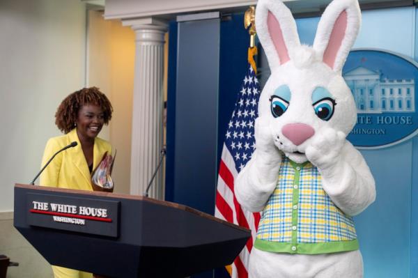 Karine Jean-Pierre and the Easter Bunny.