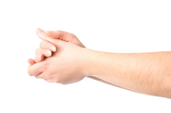 Hands rubbings together.