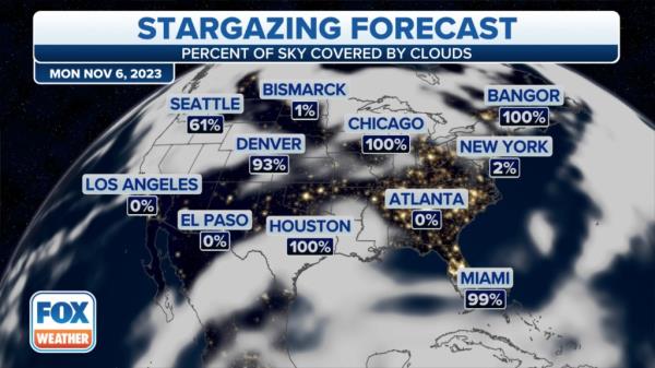 The sky coverage forecast for North American on November 6, 2023.