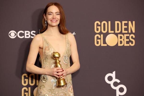 Emma Stone at the 81st Golden Globes on January 7, 2024.