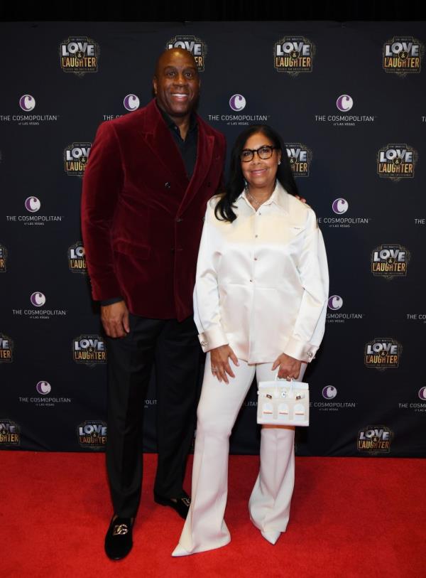 Magic Johnson with wife coo<em></em>kie in April 2024.