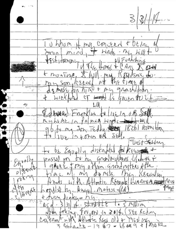 Here are Aretha Franklin's two handwritten wills at the center of her sons' legal battle.