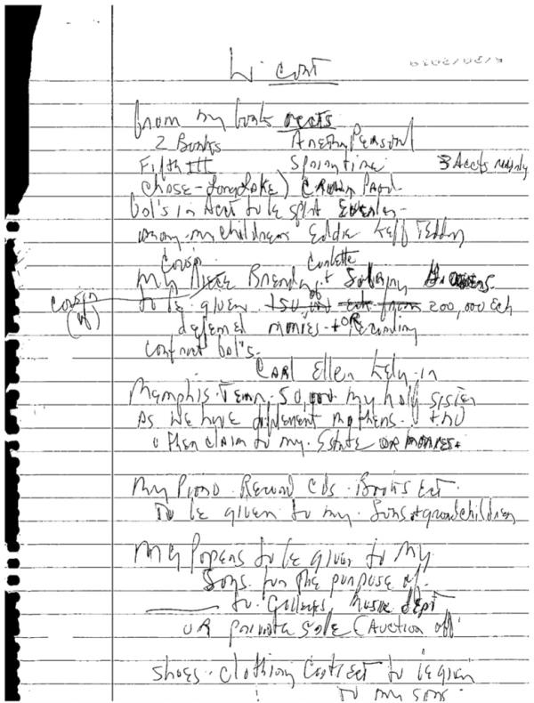 Here are Aretha Franklin's two handwritten wills at the center of her sons' legal battle