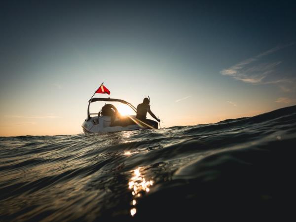 Giovannini in his boat