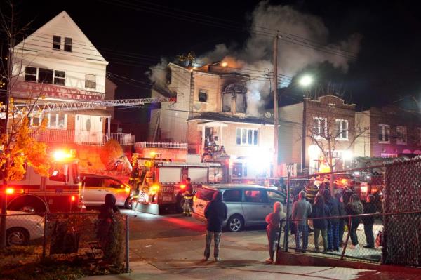 Squatter home fire in Brooklyn. 