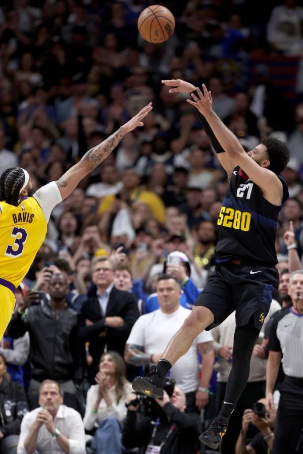 Another view of Nuggets guard Jamal Murray's game-winning shot over the Lakers' Anthony Davis.
