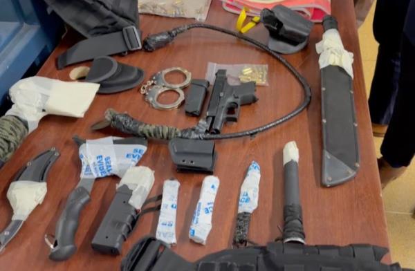Weapons found in Judd Sanson's car. 