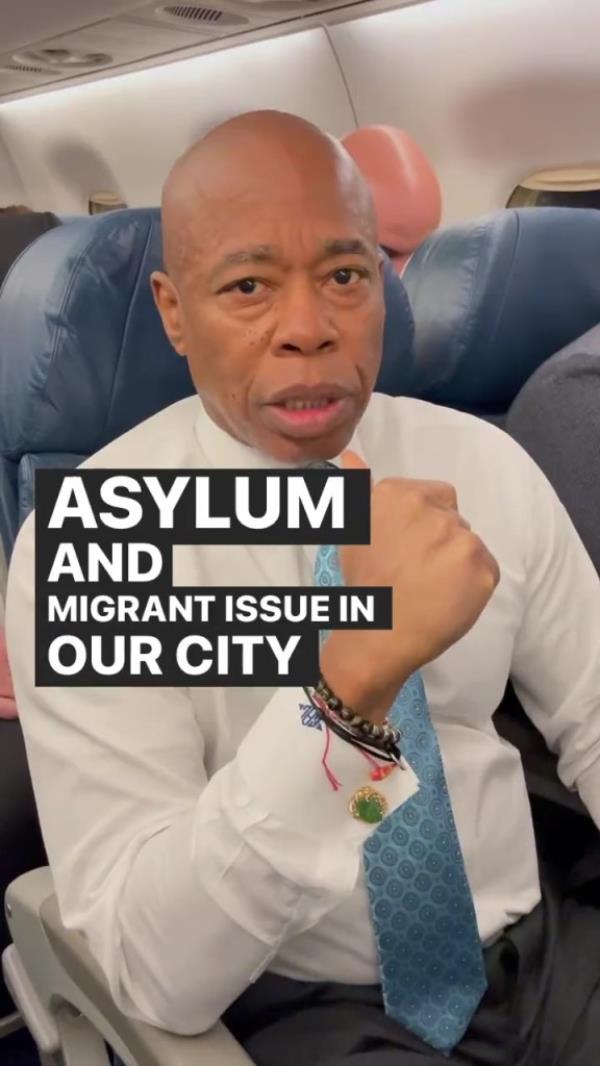 Mayor Eric Adams seen en route to Washington DC in November 
