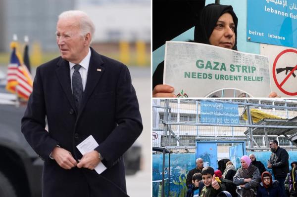 A Palestinian woman holds a placard during a protest against the suspension of UNRWA funding by some Western states, in front of the United Nations Palestinian aid agency UNRWA's building in Beirut, Lebanon January 30, 2024. 