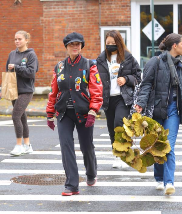 Susan Sarandon walking around NYC. 