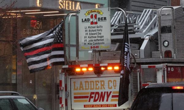 A Ladder 11 fire truck, with the 