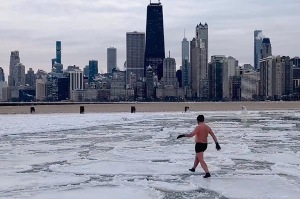 George Do<em></em>nald Miller walked across the ice pancakes on Lake Michigan.