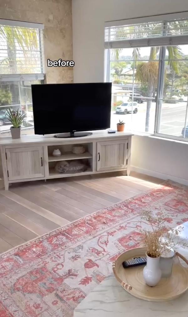 She got rid of the television in the corner.