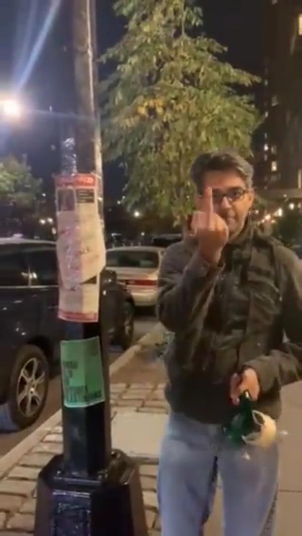 Kurush Mistry is seen giving a man the middle finger in a video posted online.