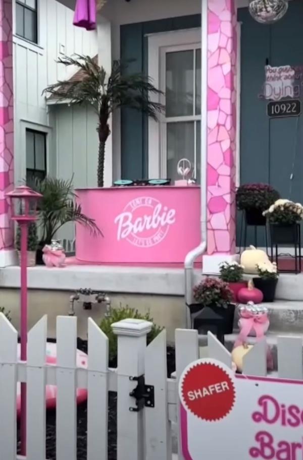 A home decorated with pink items to look like 