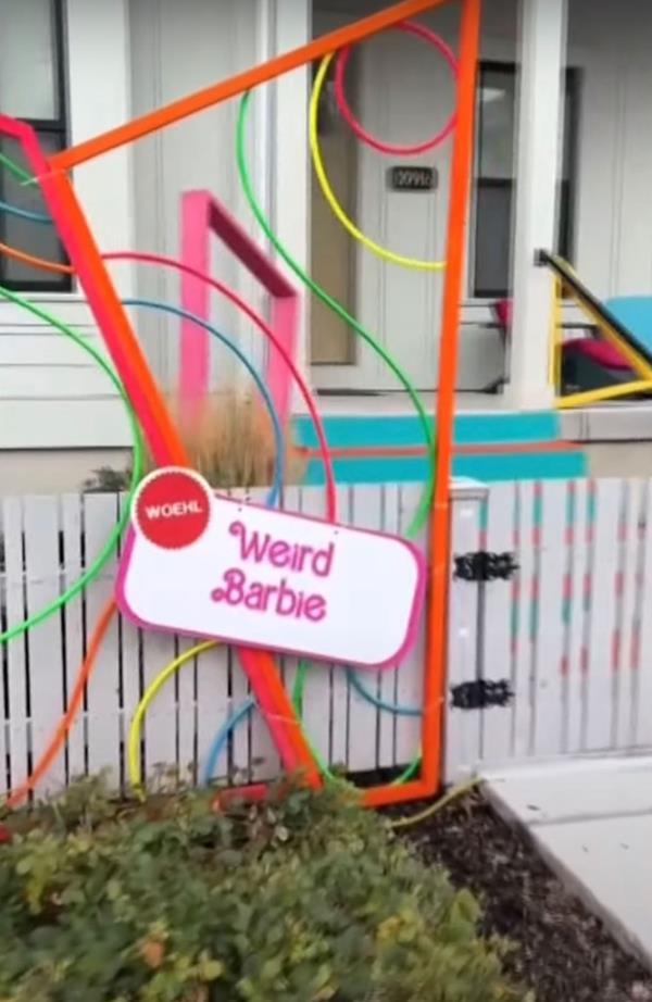 A home in South Jordan, Utah, decorated to look like the home of 'Weird Barbie,