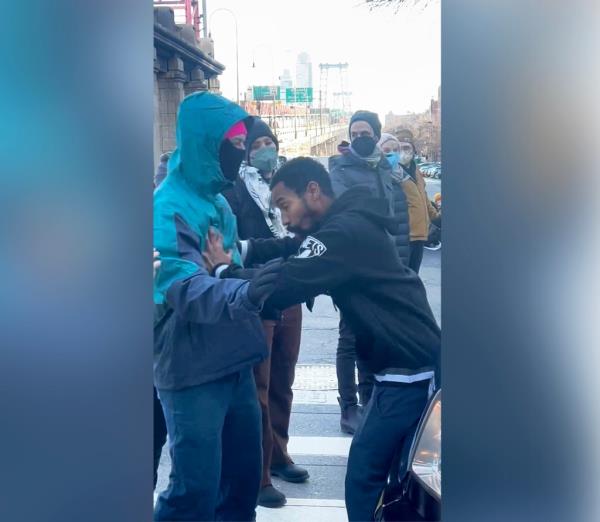 The driver shoved an anti-Israel protestor.