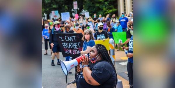Bryant is seen at a Black Lives Matter protest.
