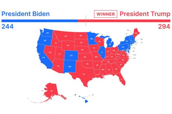 Map of the United States indicating poll results with Robert F. Kennedy Jr. as a strong alternative to Do<em></em>nald Trump in the 2024 elections