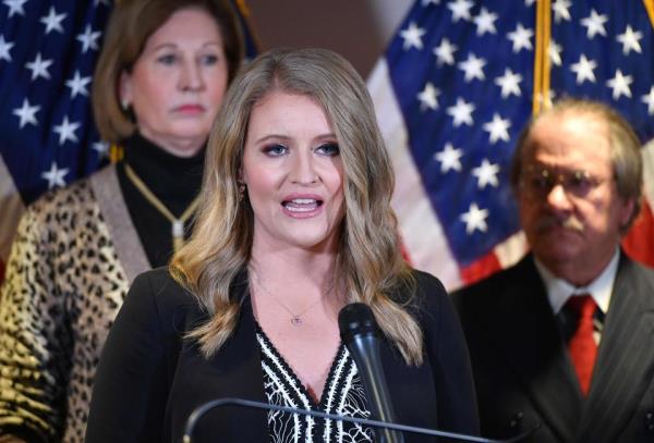 A November 19, 2020 photo shows attorney Jenna Ellis speaking during a press co<em></em>nference at the Republican Natio<em></em>nal Committee headquarters in Washington, D.C.