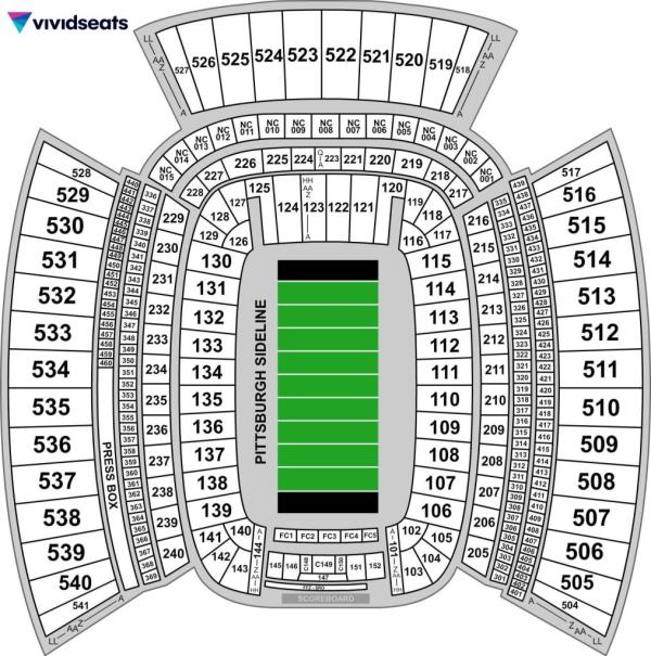 A map of the Pittsburgh Steelers' Acrisure Stadium.